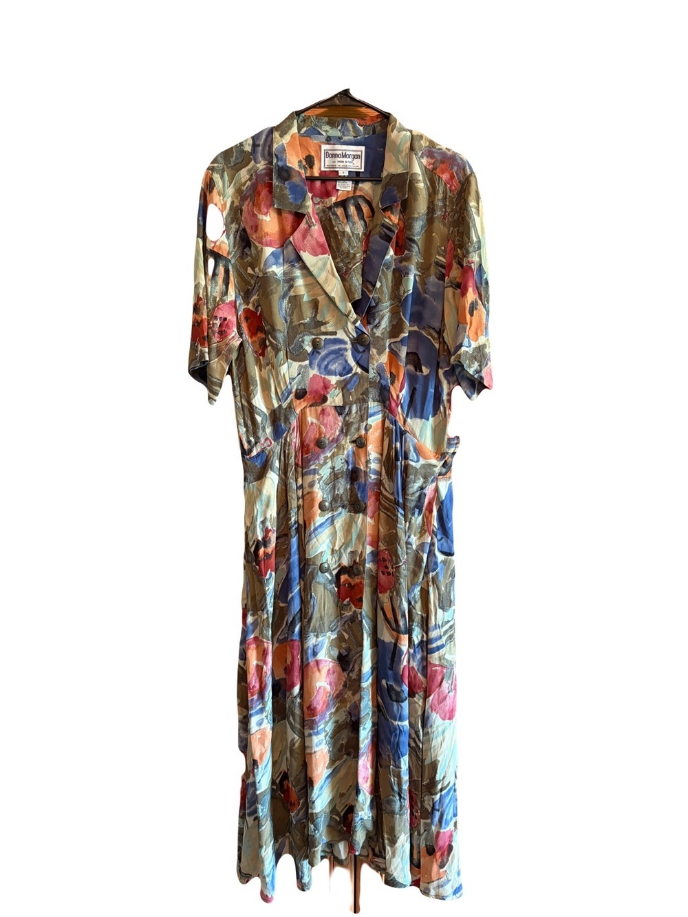 Donna Morgan Multicolor Floral Maxi Dress in Blue, Pink, Orange, Green Size8